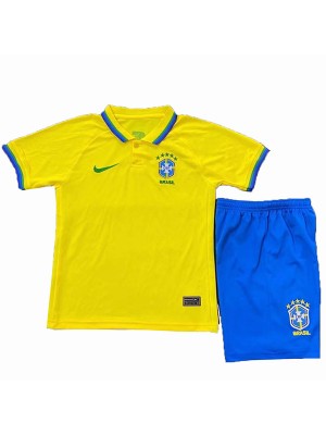 Brasile casa bambini kit calcio bambini maglia gialla divise giovanili 2022-2023